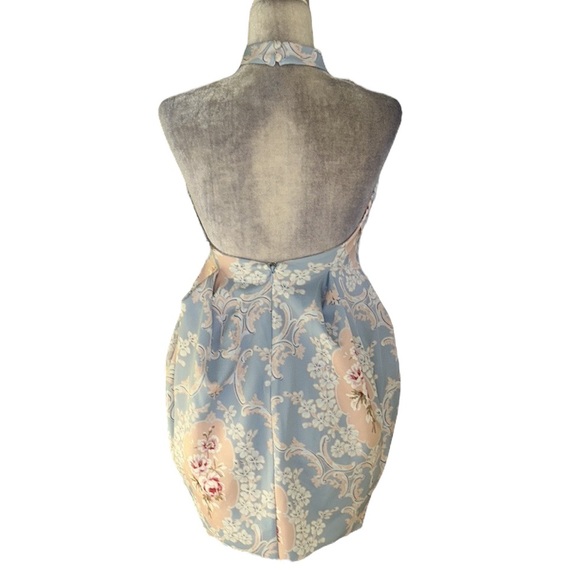 NWT ASOS Design Floral Print Backless Cutout Mini Tulip Dress in Pastel Regal  6 - Picture 9 of 16